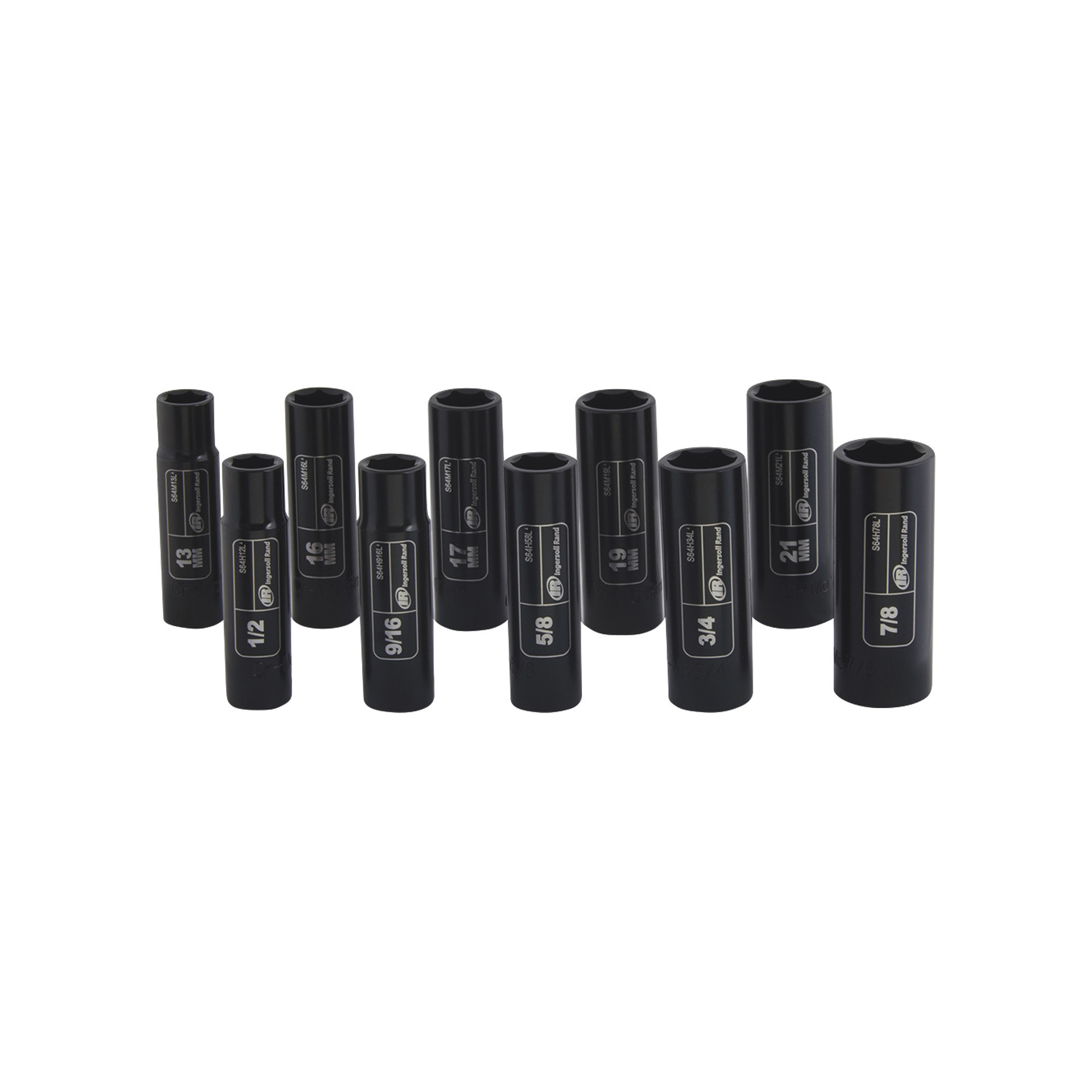 Ingersoll Rand 10-Pc. Combination Impact Socket Set, SAE/Metric, 1/2in. Drive, Model# SK4C10LN